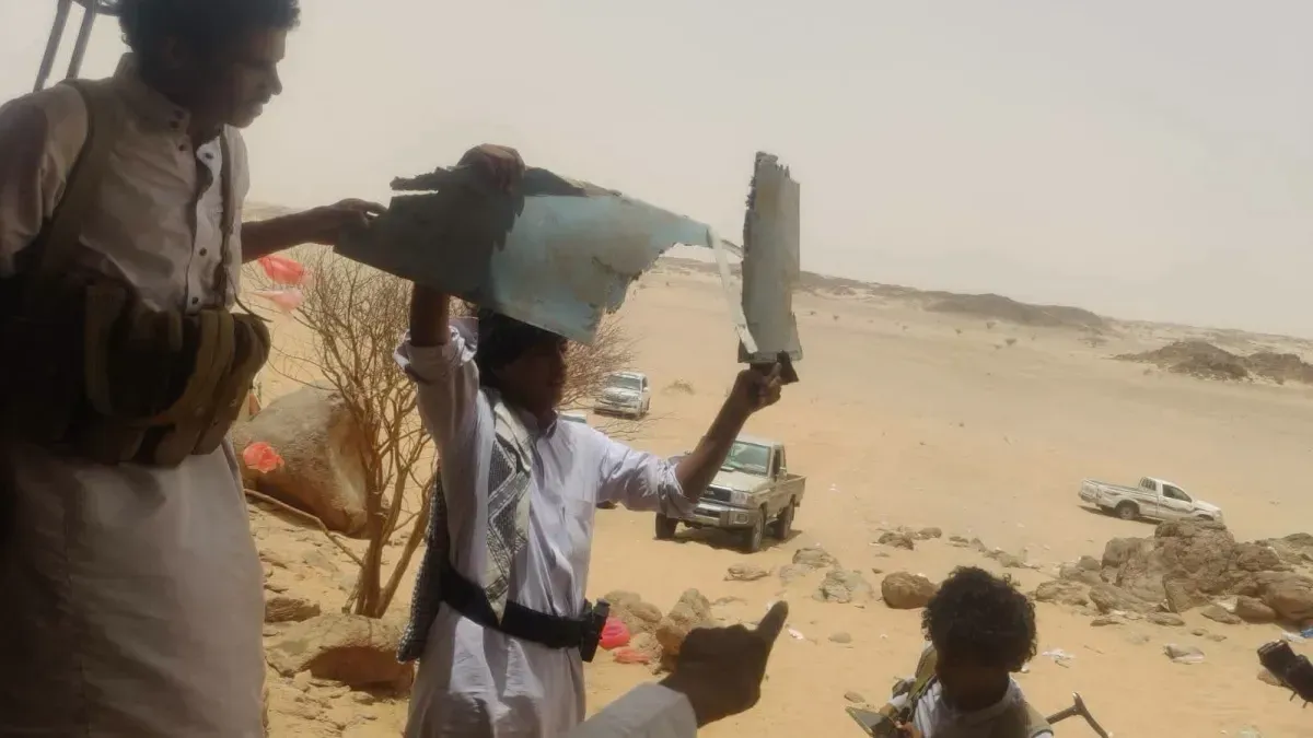 قبائل الجوف تسقط طائرة مسيرة حوثية فوق مطارح الكرامة